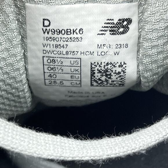 New Balance 990v6 Running Shoes Women Size 8.5 D Wide Black Gray Sneakers USA - Picture 8 of 8